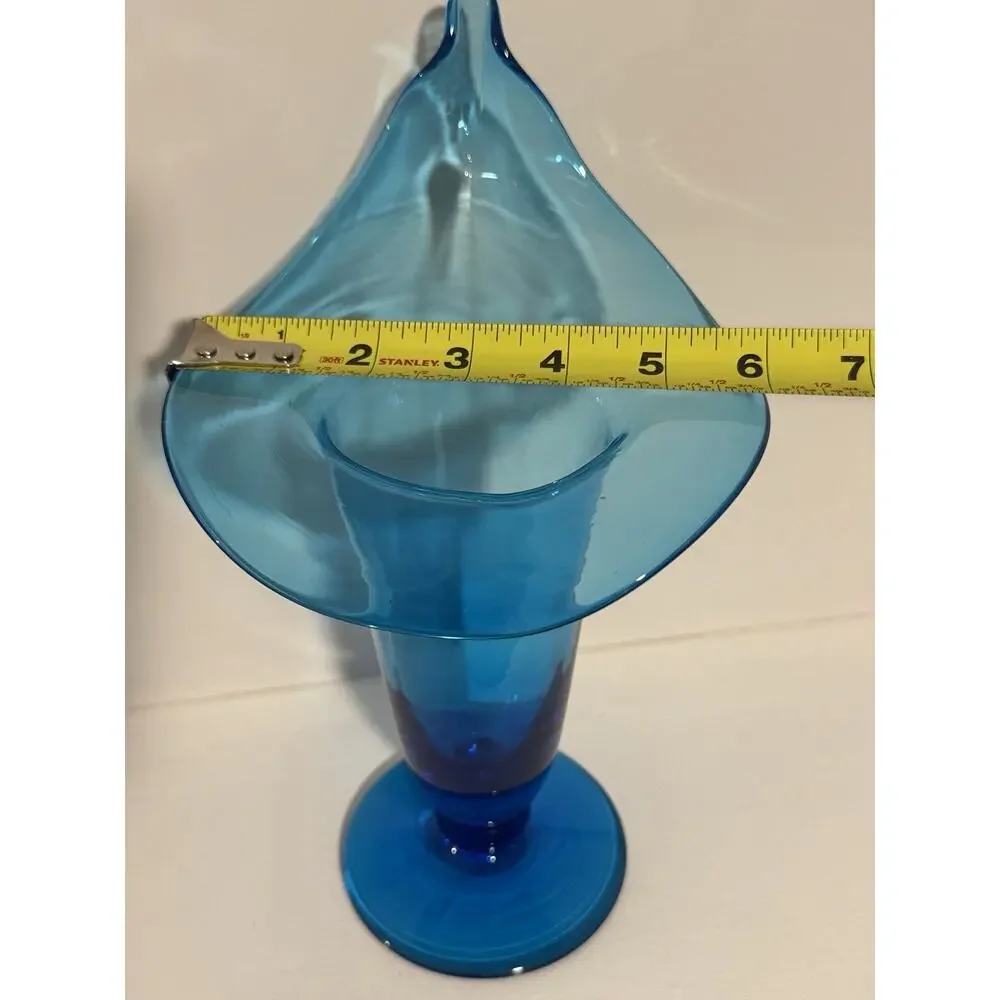 Vintage Art Deco Glass Vase Blue